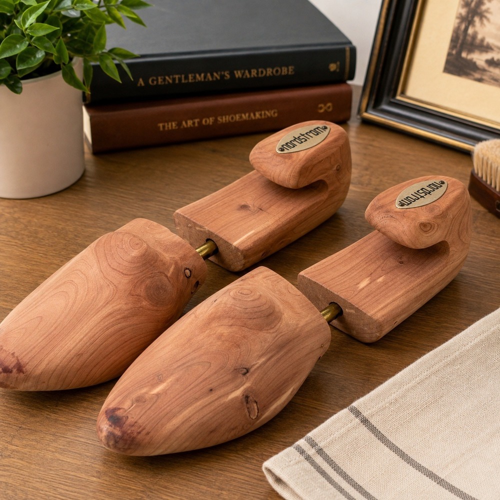 Vintage Nordstrom Cedar Wood Shoe Trees Mens XXL Brass Adjustable Pair Shoe Care